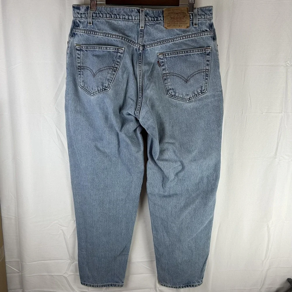 VTG Levis 560 Jeans Mens 36x30 Blue Tapered Leg 100% Cotton Denim Pants 90s‎